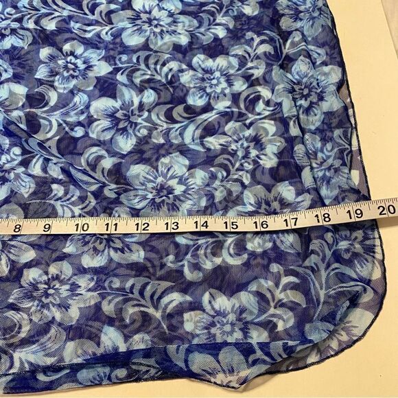 Cherokee Sheer mesh blue tropical floral Bathing Suit swimsuit skirt Cover up OS - Picture 4 of 5